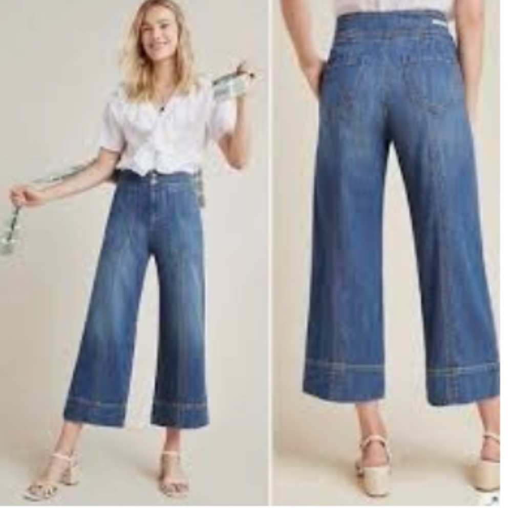 Anthropologie High-rise Wide-leg Crop jeans (Pilcro & the Letterpress)